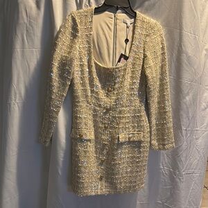 Elegant Cream Tweed Jacket Dress